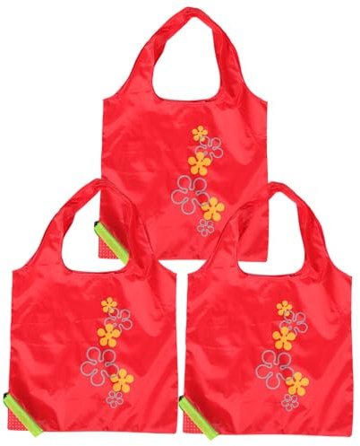 Gatuida 3 Stück Faltbare Einkaufstaschen aus Polyester im Erdbeer Design Wiederverwendbar Leicht Kompakt Waschbar Umweltfreundliche Tragetaschen für Damen für Obst Gemüse und Alltag