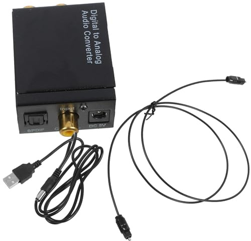 KOMBIUDA Digital Analog Audio Wandler Audio Konverter für Digital zu Analog mit USB Netzkabel und Glasfaserkabel Schwarz
