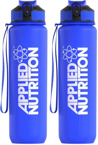 Applied Nutrition Water Bottle - 1 Litre Water Bottle, Sports & Gym 1l Drinking Bottle (Pack of 2)