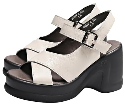 Cocila Sandalias Mujer Vestir Tacon Ancho De Tacón Con Gruesa Y Inclinado Verano Para (White, 40) Negro 41 Cuñas Esparto Fucsia Cómodas Zapatos Medio Azul Marino Plataforma Fiesta Zapato