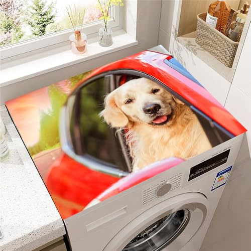 Hearda Housse Machine a Laver Imprimé Chien,Dessus Tapis Lave Linge Antidérapant,Housse de Protection pour Machine à Laver Top,Tapis de Protection pour Dessus Sèche-Linge (Chien 2,30x40cm)