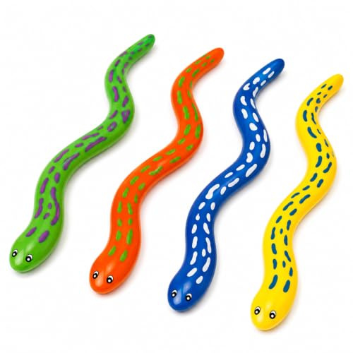 4 Pièces Jouet de Plongée,Jeu Piscine,Jeu d'eau Serpents de Plongée pour Baignoire,Piscine,Plage,Fête,Activité Aquatique,Sachet Cadeau,Jeux d'Été et Décoration Thème Marin,Été,Jardin,Vacances