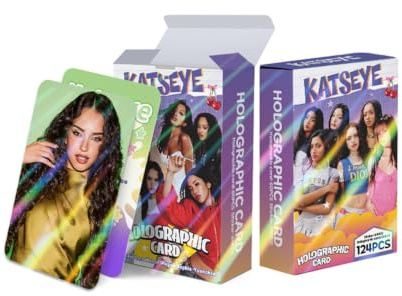 124 st KATSEYE fotokort 60 st med 64 st klistermärken för EYEKONS flickor | KPOP KATSEYE Merch Novel Idol Album Lomo Kort Set för fans Kvinnor Album Display Rumsdekor för Party Gåvor Stil F