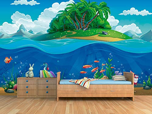Oedim Fotomural Vinilo para Pared Isla Fondo Marino| Fotomural para Paredes | Mural | Vinilo Decorativo | Varias Medidas 200 x 150 cm | Decoración Habitaciones | Infantiles