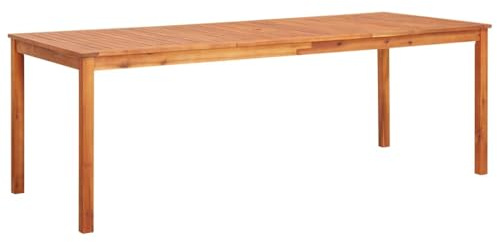 vidaXL Akazienholz Massiv Gartentisch mit Schirmloch Holztisch Esstisch Terrassentisch Balkontisch Garten Tisch Gartenmöbel 215x90x74cm