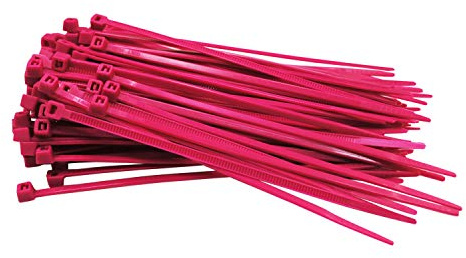 Pack of 100 Cable Ties Pink 100 mm x 2.5 mm Craftsman Quality Cable Ties Short 8.1 kg Pulling Force