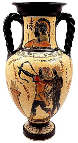 Greek Pottery Vase Amphora 36cm,Goddess Artemis,Apollo and Adonis