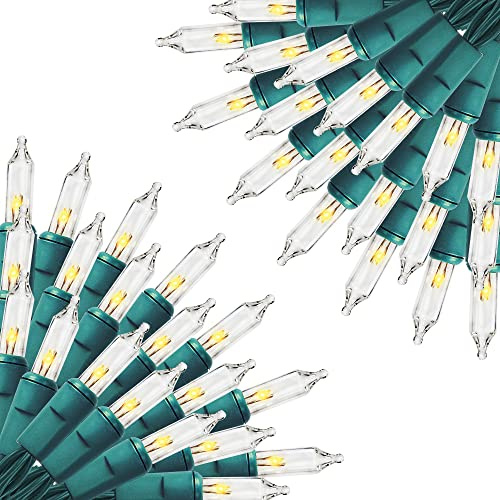 FUNPENY Christmas Lights, 2 Pack Total 300Count 60FT String Lights Green Wire for Indoor/Outdoor Christmas Tree Xmas Party Holiday Home Decorations, Warm White