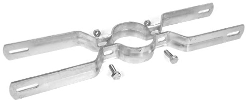 Doppel-Rohrschelle für Flach-VZ, Typ DR135, Lochabstand 350mm, Pfosten-Ø 60,3 mm