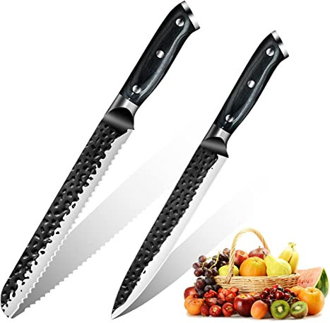 Zeng Juego de Cuchillos de cocina, 20 cm Cuchillo de Pan, Cuchillo de Fileteado, Cuchillo Profesional de Damasco, Cuchillo de Chef, Cuchillo de Verduras Japonés para casa y Restaurante