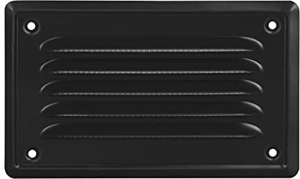 ADGO Rejilla de ventilación de Salida de Aire, Rejilla Exterior montada en la Pared, Plana de Metal con Rejilla atornillada para Chimenea, ventilación con Rejilla Protectora (14x7, Negro)