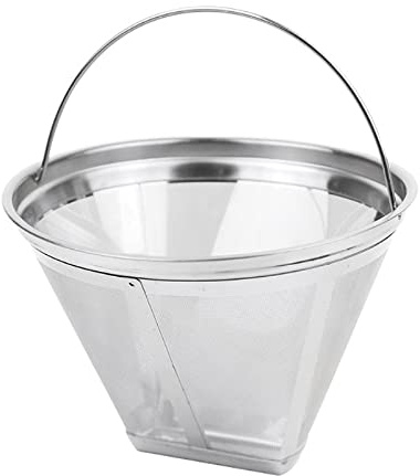 TopHomer Filtro de café de acero inoxidable permanente para verter sobre goteo, taza de goteo sin papel, filtro de café para cafetera, filtro de 4 conos para 12 tazas