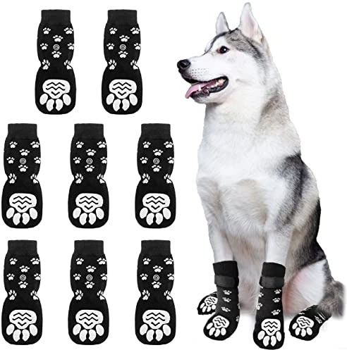 NMBCH Indoor Anti-Rutsch Socken für Hunde (8 Stk), Hundesocken Anti Rutsch, Pfotenschutz Hund, Antirutschsocken Hund mit Klettverschluss, Weicher Haustierschutz, Verbessern Sie Den Halt Ihres Hundes