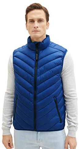 TOM TAILOR Herren Lightweight Steppweste mit Stehkragen aus recyceltem Polyester
