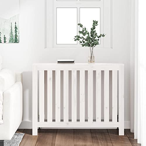 Tidyard Heizkörperverkleidung Heizungsabdeckung Heizungsverkleidung Heizkörperabdeckung Heizung Abdeckung Heizkörper Massivholz Kiefer Weiß 108,5x19x84 cm