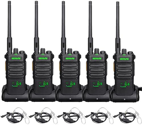 Retevis RT86 Talkie-Walkie Professionnel pour Adultes, Radio Longue Portée Portable avec Oreillette, Talkie-Walkie Professionnel avec Batterie 2600mAh, VOX, 16 Canaux pour Hôtel, Entrepôt (5 Pcs)