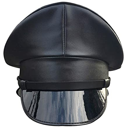 LOVIVER Cappello da Capitano Deluxe, Cappello da Ufficiale in Stile Tedesco PU Puntelli, Cappello da Esercito con Visiera per Halloween, Performance Stage Show, Nero 59