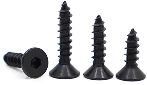10-50 Stück M3 M4 M5 M6 Blechschrauben 8,8 Grad Stahl Flachkopf Schwarz Innensechskant Senkkopf Blechschrauben (Color : 16mm_M6 10pcs)
