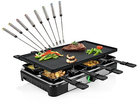 RACLETTE Barbecue de fête réversible pour 8 personnes 42 x 23 cm 1400 W