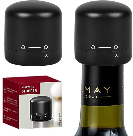 FBBULES 2 Piezas Tapones de Vino, Reutilizable Tapón de Botella de Silicona con Función de Bloqueo y Desbloqueo para Vino Tinto y Blanco