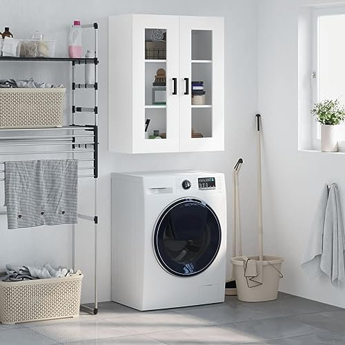 Homgoday Väggskåp, väggskåp med förvaringsutrymme, köksskåp, badrumsskåp, överskåp för vardagsrum, hall, sovrum, arbetsrum, vitt, 69,5 x 34 x 90 cm
