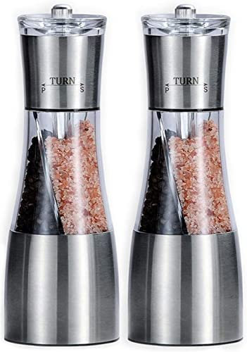 Pepper Grinder Pepper and Salt Grinder 2 in 1 - Dual Mill Shaker with Adjustable Coarseness by Ceramic Rotor Kitchen Spices Mill (Color : Pack of 2) (Pack of 2)