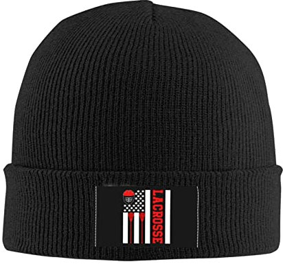 874 Winter Mütze, Lacrosse Mit Amerikanischer Flagge Warme Mütze Slouch Strickmützen Unisex Für Damen Skifahren Herren