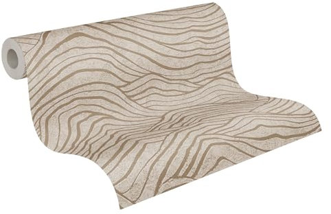 A.S. Création 395071 Jade Papier peint design 3D intissé avec effet métallique Beige doré 10,05 m x 0,53 m Fabriqué en Allemagne