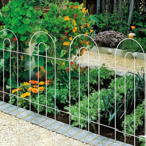 FOREHOGAR Decorative White Garden Border Fence 32inX20ft Rustproof Landscape Metal Edging Patio Decor Yard Fencing Patio Flower Bed Garden Fencing for Outdoor