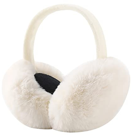 Ohrenwärmer Damen Beige Faltbare Ohrenschützer Abnehmbar Waschbar Plüsch Earmuffs für Herren Warme Ohrwärmer Erwachsene Winter Damen Kälteschutz Kalte Winterzubehör Ski Outdoor Ohrenmuscheln (Weiß)