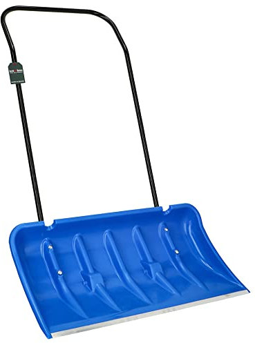 ALEjon Schneeschieber mit Rädern – 80 cm Schneeschaufel – Schneeschaufel mit Aluminiumkante – Schneeräumer mit Metallgriff – ECO Blauer Schneeräumer