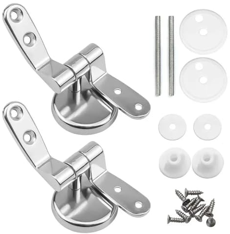BSSTORE® Coppia Cerniere Universale Per Ricambio Del Sedile Tavoletta WC Completa Di Viti E Raccordi