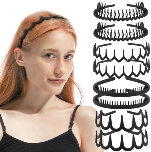 Lot de 8 bandeaux en plastique antidérapant pour cheveux fins et confortables - Accessoire de cheveux pour femmes, hommes, adolescentes, filles, décorations de style et sports de plein air