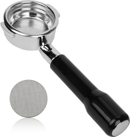 58mm Bottomless Portafilter, 2 Ears Espresso Portafilter with Detachable Filter Basket & Plastic Handle 304 Stainless Steel Replacement Part Compatible with E61 Espresso Machines