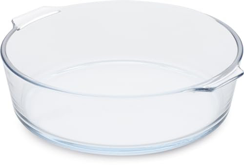 Guardini, Pirofila rotonda con manici 21 cm - 1.6L, Vetro borosilicato, Resistente agli shock termici, Trasparente/Azzurro