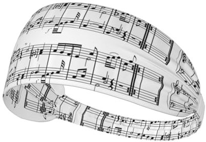 Sport-Stirnband, elastische Stirnbänder, Schweißbänder, Haarband für Fitnessstudio, Radfahren, Tennis,Musikalische Hinweise zum Notenschlüssel