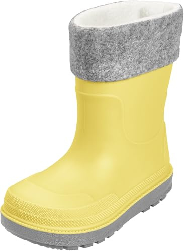 Playshoes Unisex barn regnstövlar fodrade gummistövlar, Gul strumpa, 24 EU