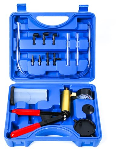 Gnhydxfe Brake Bleeder Kit with Hand Held Vacuum Pump and Adapters, with Vacuum Brake Bleeder Pump Pressure Gauge for Automotive Car Motorbike(Blue)