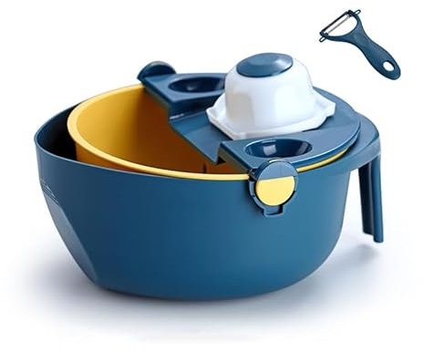 Cortador De Verdura 5 en 1,Rallador De Verduras,Mandolina,Cortador De Verdura Manual con organizador de cuchillas,protector de mano y pelador,para cebolla,ajo,zanahoria,patata,ensalada