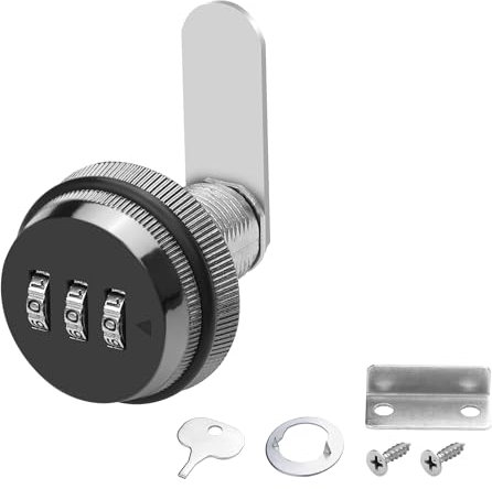 MEIRIYFA Kombination Cam Schloss, Passwort kodiertes Schubladenschloss Schrankschloss mit 3/4 Zoll Zylinder und Chrom Finish, Sicherheits Kombi-Cam Schlösser für Schrank Schublade (25mm Eisen Schwarz)