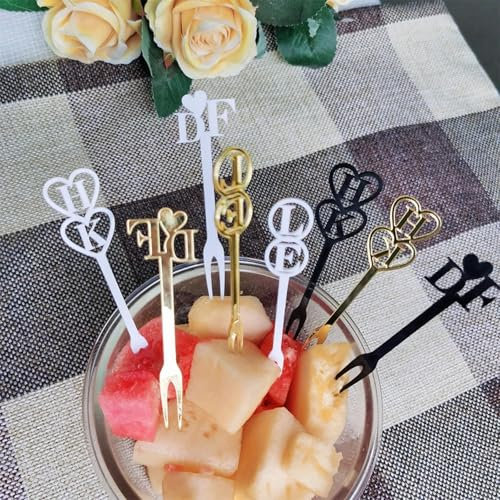 Lot de 20 mini fourchettes à fruits personnalisées pour mariage, salle à manger, décoration de mariage, petites fourchettes comestibles en acrylique pour dîner, fête, gâteau et dessert