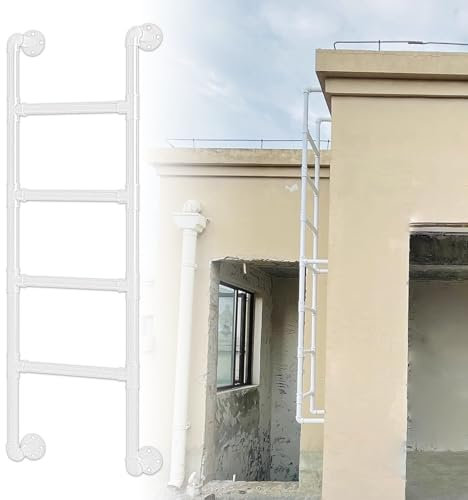 Notausstiegsleiter für Fensterschacht, an der Wand montierte Metallleiter für Hochbetten, robuste Etagenleiter, Feuerleiter aus Metall und Eisen für Keller, Bibliothek, Dach, Balkon(230cm/91in)