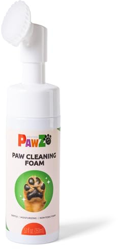 Protex PawZ No-Rinse Foaming Paw Cleanser for Dogs - Moisturizing, Fragrance-Free with Silicone Brush