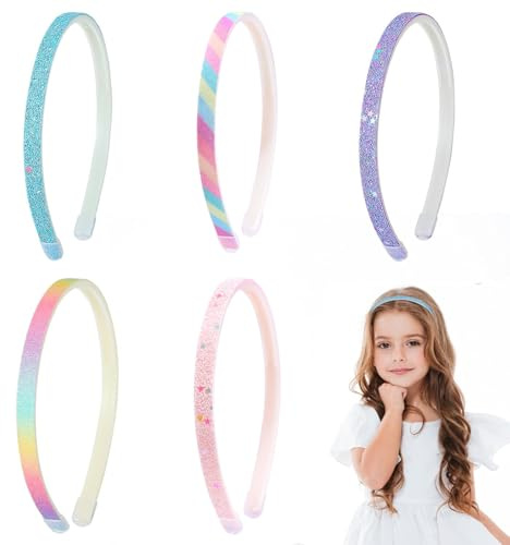 Cerchietto Bambina,5 Piezas Cerchietti per Capelli Bambina Multicolor Headband Diademas Con Lazo Diademas De Arcoíris Accesorios Pelo para Niñas Chicas Mujer Niño Pasqua Festa Compleanno