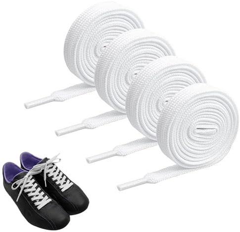 YHQZ 2 Pairs Flat Shoelaces,Replacement Sneaker Laces,Replacements Athletic Shoe Laces,Flat Shoe Laces,Trainer Shoelaces for Sport Shoes,Casual Shoe,Durable Shoelaces,Kids Adult Men and Women(White)