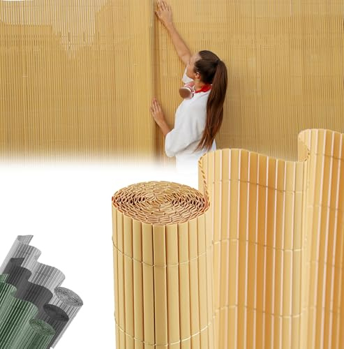 STREND PRO PVC Sichtschutzmatte für Garten, Terrasse | Bambus | 1.5m Hoch, 3m Länge | Wetterfester Sichtschutzzaun für Privatsphäre und Windschutz | Gartensichtschutz ohne Bohren, Gartenzaun