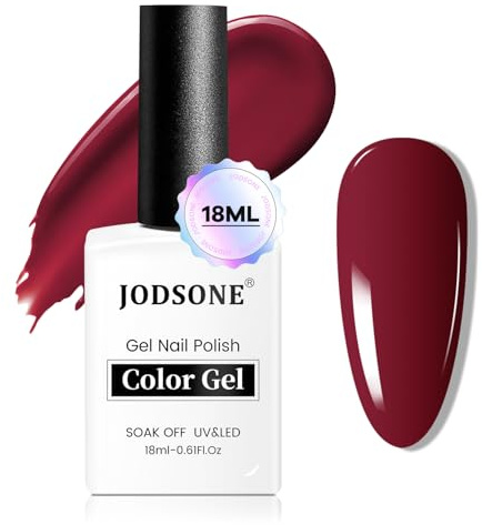 JODSONE 18ml Burgundy Red Gel Polish Dark Red Gel Nail Polish Deep Red Color High Gloss Soak Off U V Light Nail Manicure Salon DIY at Home