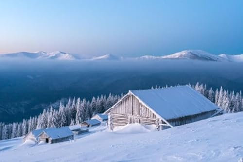 Acryl-Bild 110 x 70 cm: Holzhaus im Winterwald (64392057)