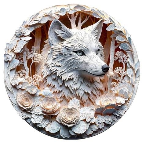 Hakumata Holzpuzzle Erwachsene 3D Wolf - 200 Teile holzpuzzle Geschenkbox | Wanddekoration,Geschenk für Freunde und Familien,Geschenke für Puzzleliebhaber,Stressabbau