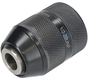 Portabrocas automático metálico, capacidad de 2-13 mm, montaje rápido, ideal para taladros, ofrece una sujeción segura y versatilidad en trabajos.